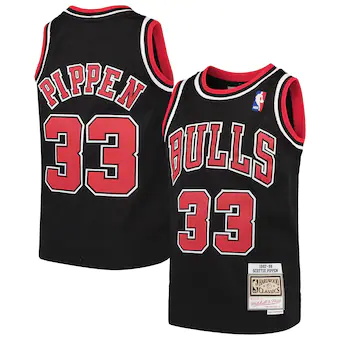 youth mitchell and ness scottie pippen black chicago bulls-505